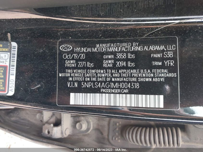 2021 HYUNDAI ELANTRA SEL - 5NPLS4AG1MH004318