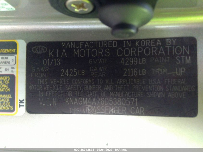 2013 KIA OPTIMA LX - KNAGM4A76D5380571