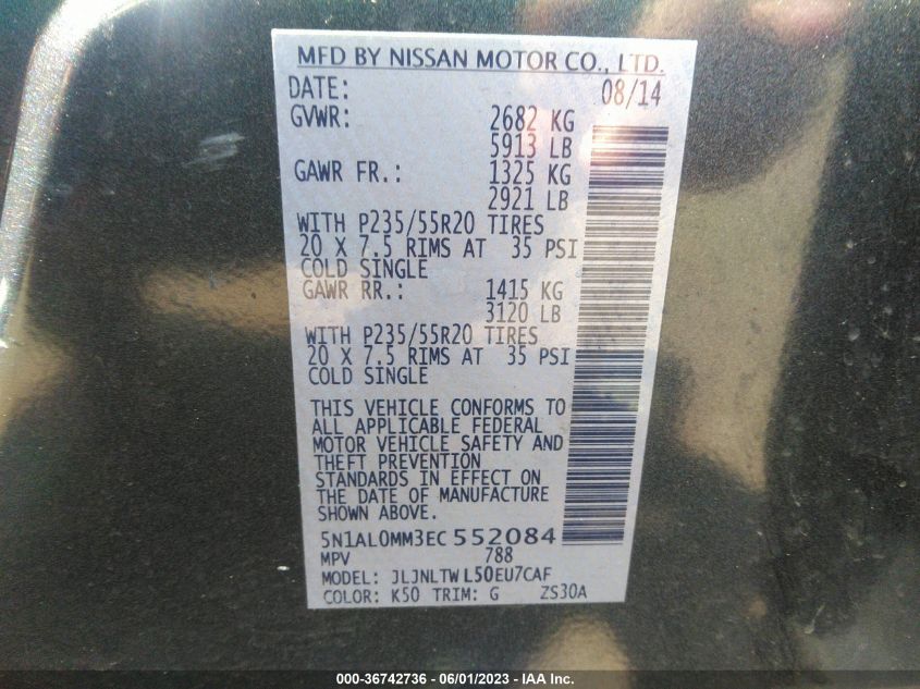 2014 INFINITI QX60 - 5N1AL0MM3EC552084