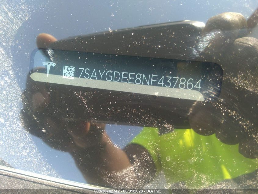 2022 TESLA MODEL Y LONG RANGE - 7SAYGDEE8NF437864