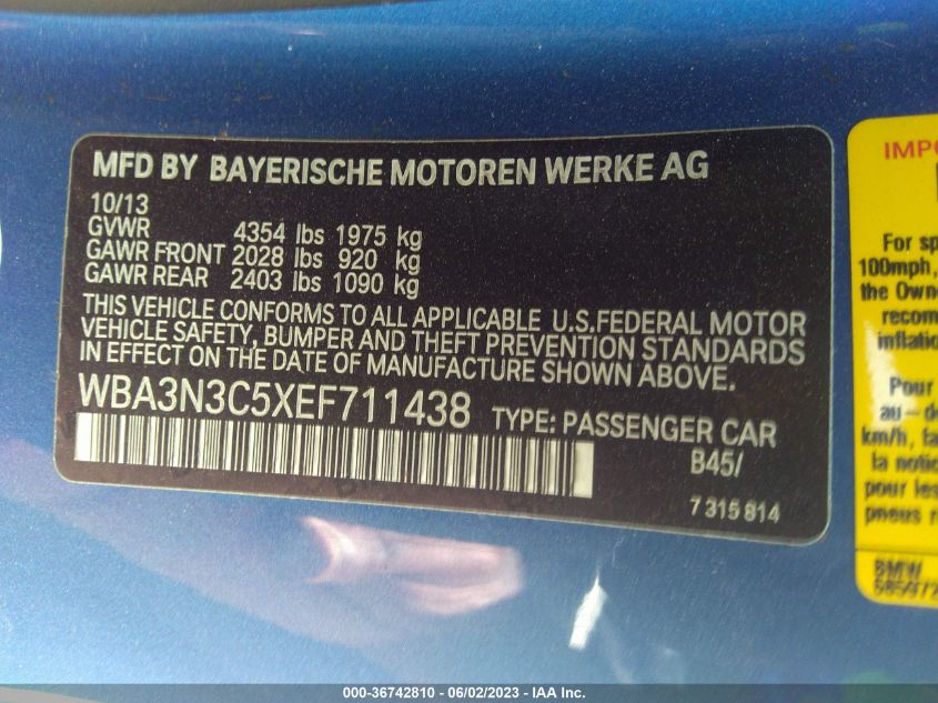 2014 BMW 4 SERIES 428I - WBA3N3C5XEF711438