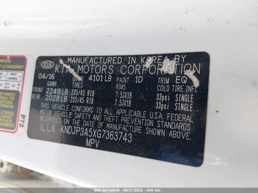 2016 KIA SOUL + - KNDJP3A5XG7363743