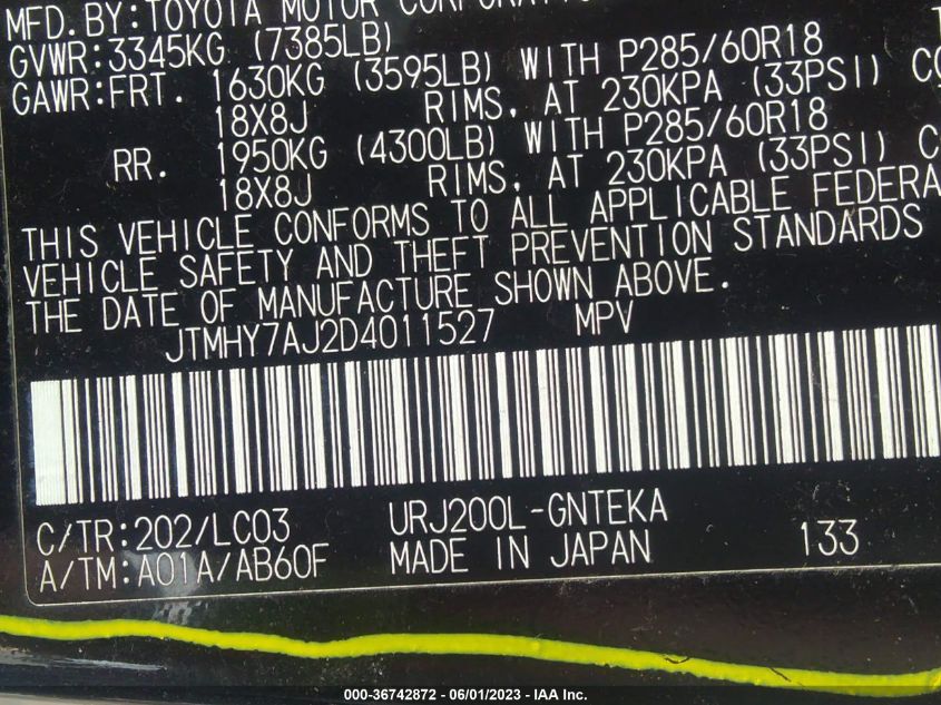2013 TOYOTA LAND CRUISER - JTMHY7AJ2D4011527