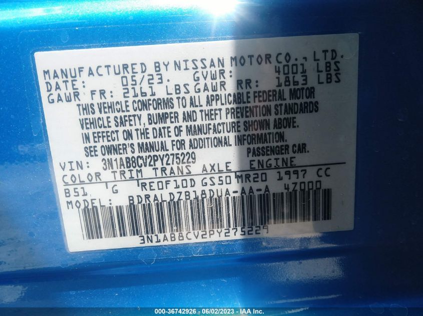 2023 NISSAN SENTRA SV - 3N1AB8CV2PY275229