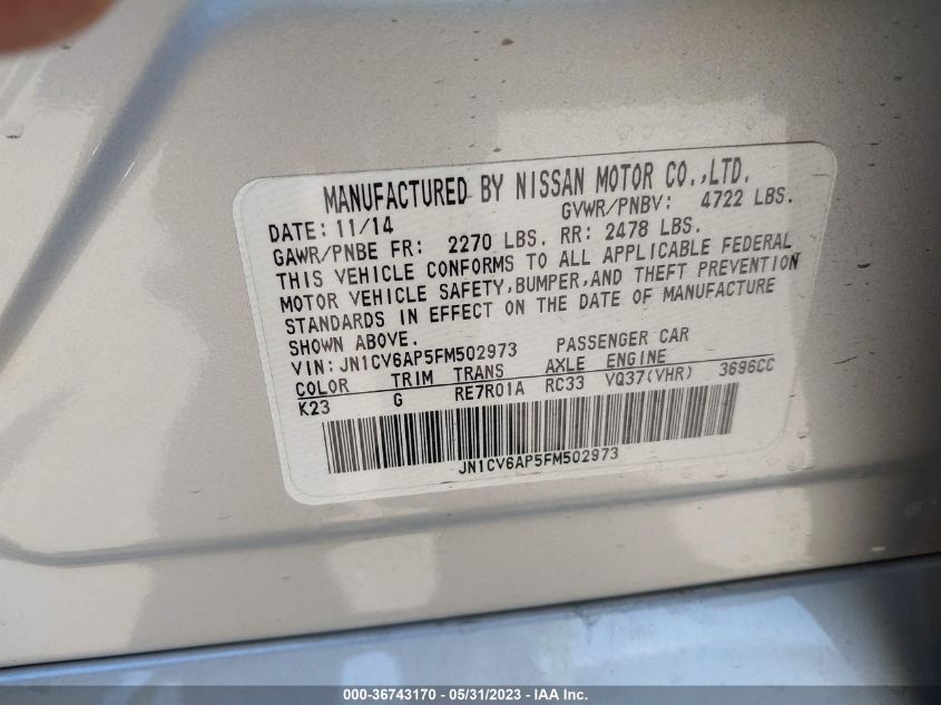 2015 INFINITI Q40 JN1CV6AP5FM502973