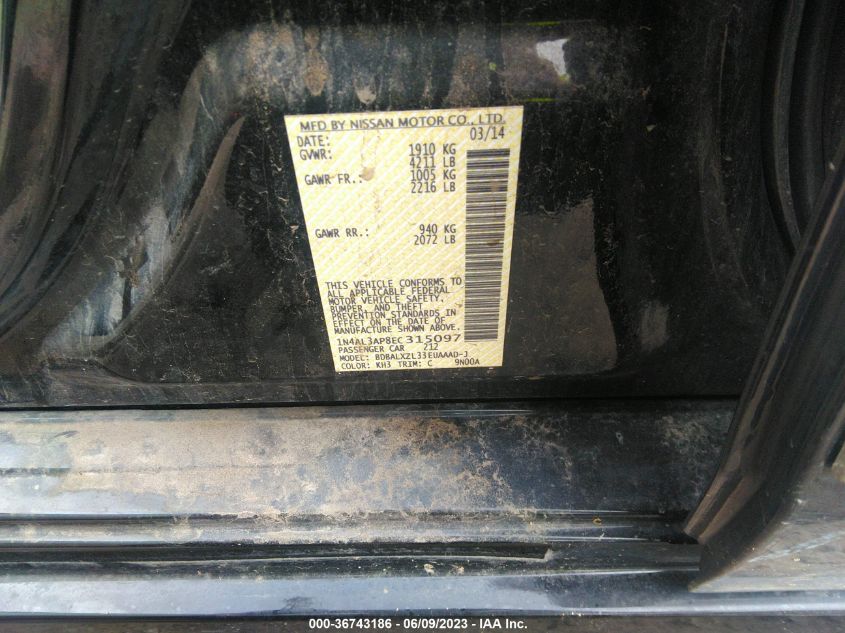 2014 NISSAN ALTIMA 2.5 SL - 1N4AL3AP8EC315097