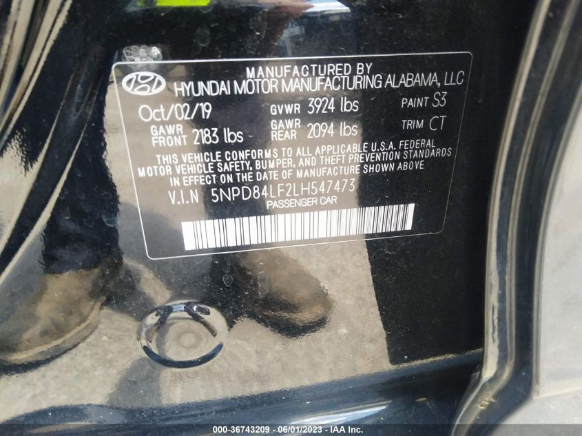 2020 HYUNDAI ELANTRA SEL - 5NPD84LF2LH547473
