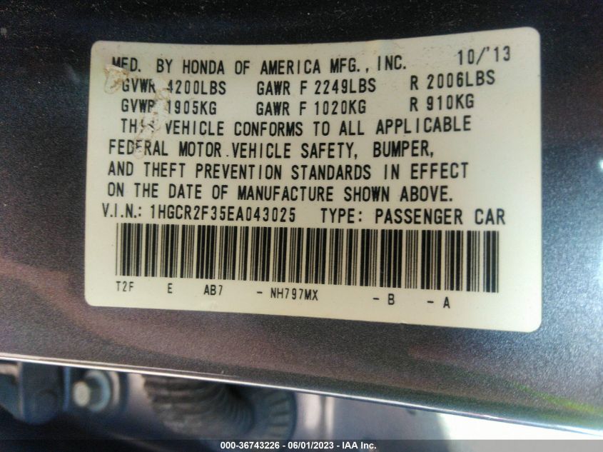 2014 HONDA ACCORD SDN LX - 1HGCR2F35EA043025