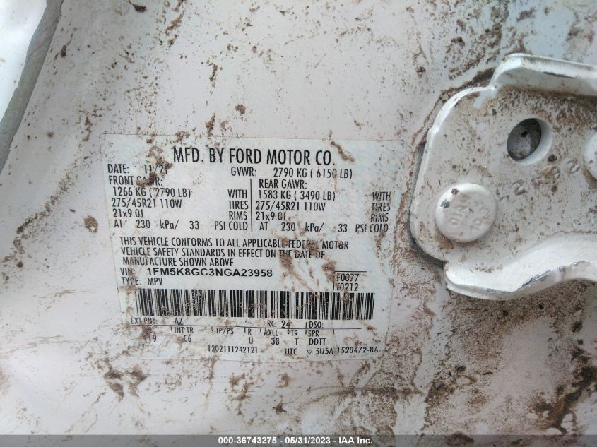 2022 FORD EXPLORER ST - 1FM5K8GC3NGA23958