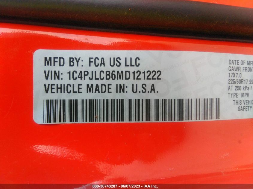 2021 JEEP CHEROKEE LATITUDE - 1C4PJLCB6MD121222