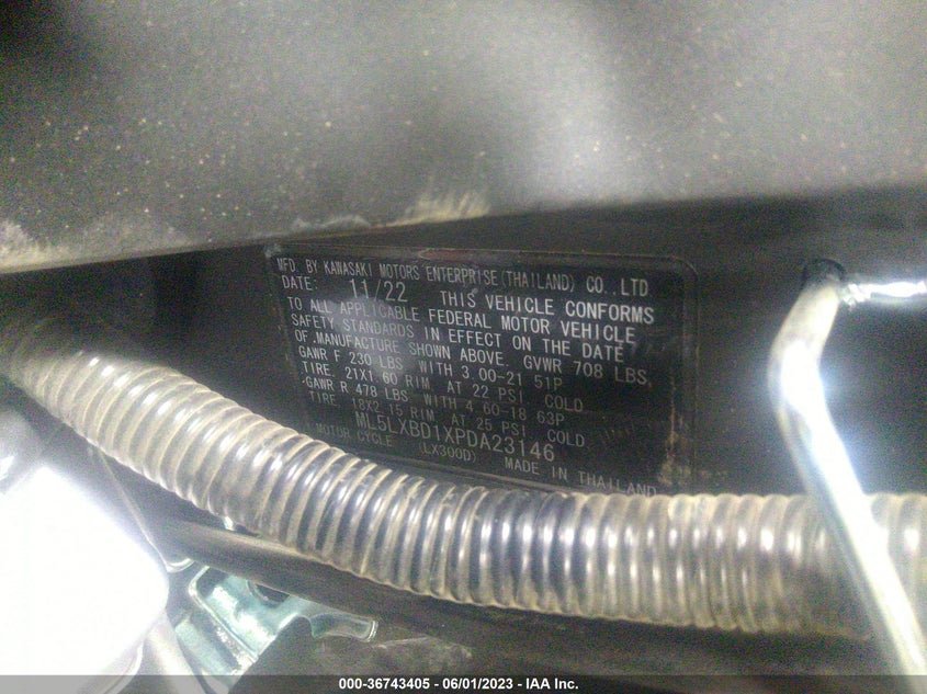 VIN ML5LXBD1XPDA23146 2023 KAWASAKI KLX300 D
