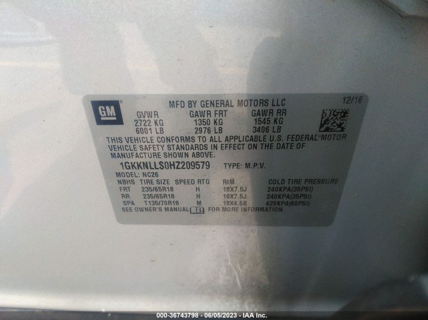 2017 GMC ACADIA SLE - 1GKKNLLS0HZ209579