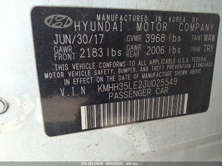 2018 HYUNDAI ELANTRA GT - KMHH35LE2JU025549