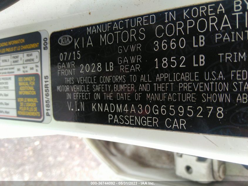 2016 KIA RIO LX - KNADM4A30G6595278