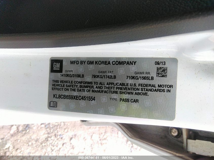 2014 CHEVROLET SPARK LS - KL8CB6S9XEC451554
