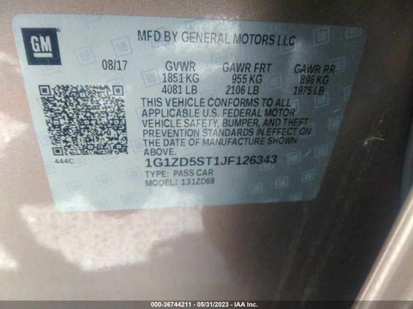 2018 CHEVROLET MALIBU LT - 1G1ZD5ST1JF126343
