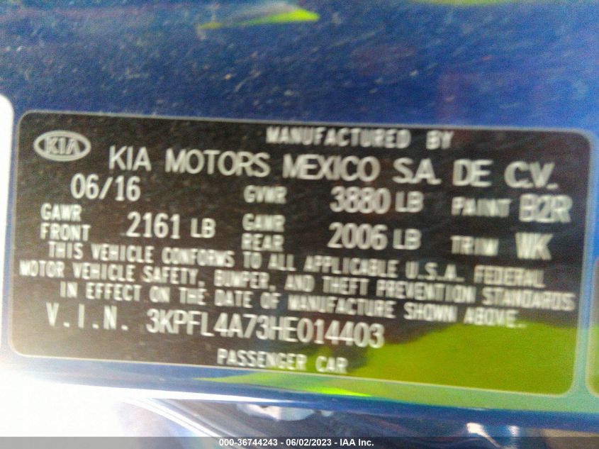 2017 KIA FORTE S - 3KPFL4A73HE014403