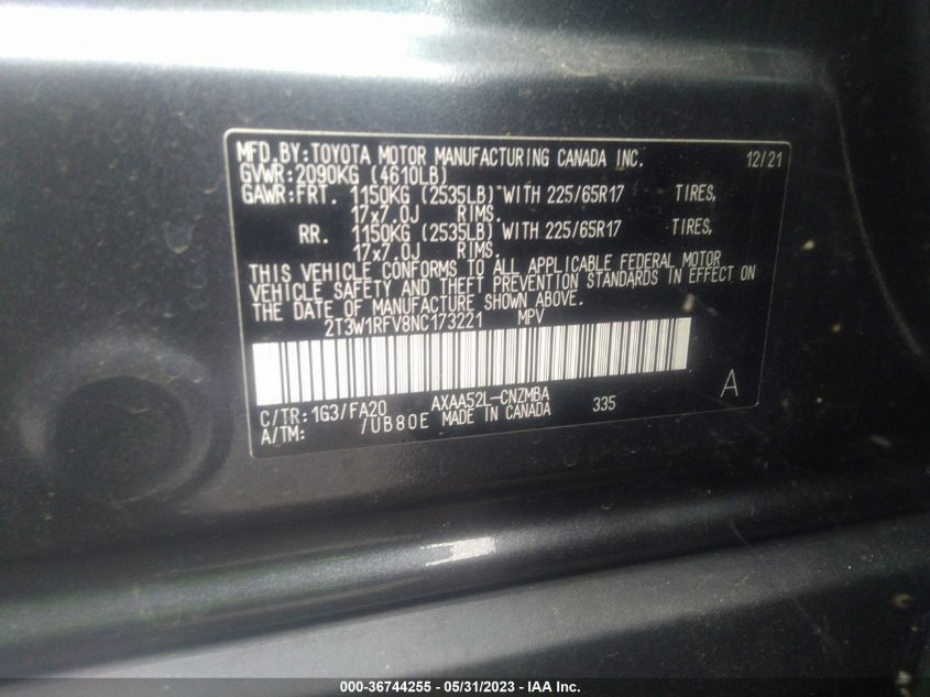 2022 TOYOTA RAV4 XLE - 2T3W1RFV8NC173221