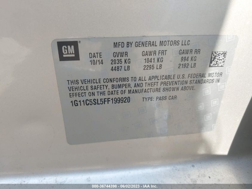 2015 CHEVROLET MALIBU LT - 1G11C5SL5FF199920