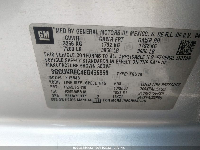 2014 CHEVROLET SILVERADO 1500 LT - 3GCUKREC4EG456363