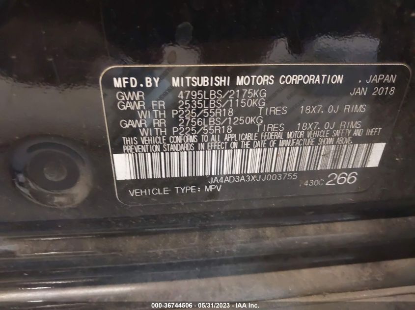 2018 MITSUBISHI OUTLANDER SE/SEL/LE - JA4AD3A3XJJ003755