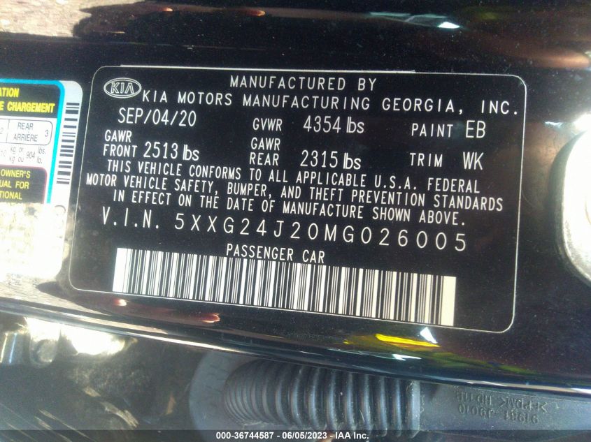 2021 KIA K5 LX - 5XXG24J20MG026005