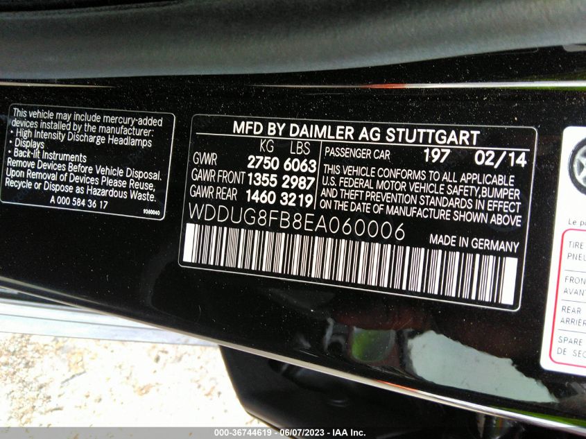 2014 MERCEDES-BENZ S-CLASS S550 - WDDUG8FB8EA060006