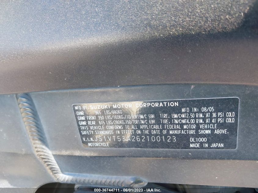 2006 SUZUKI DL1000 JS1VT53A262100123