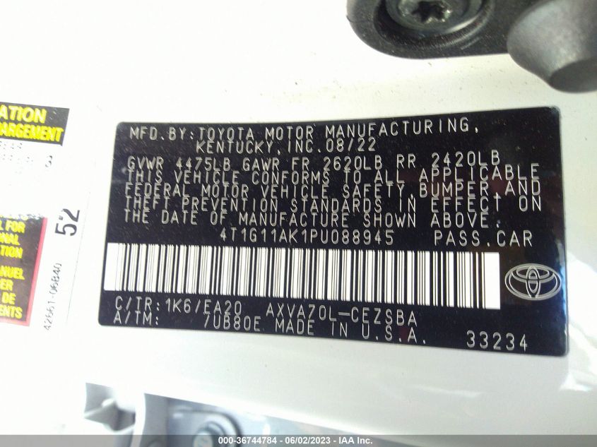 2023 TOYOTA CAMRY SE/SE NIGHTSHADE - 4T1G11AK1PU088945