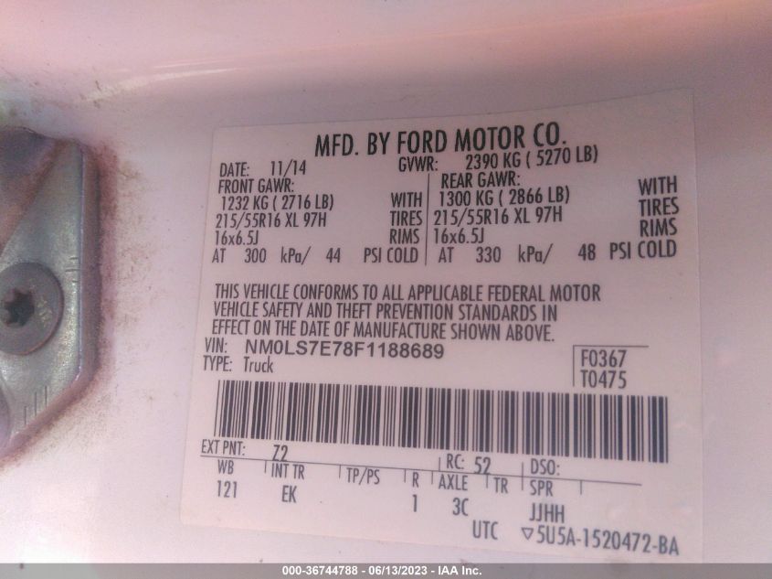 2015 FORD TRANSIT CONNECT XL - NM0LS7E78F1188689