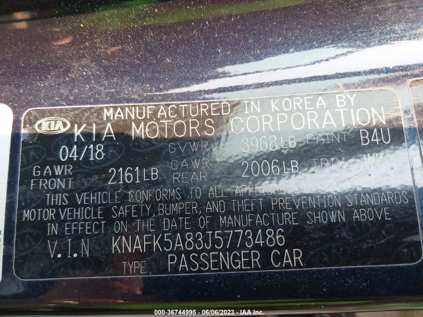 2018 KIA FORTE5 LX - KNAFK5A83J5773486