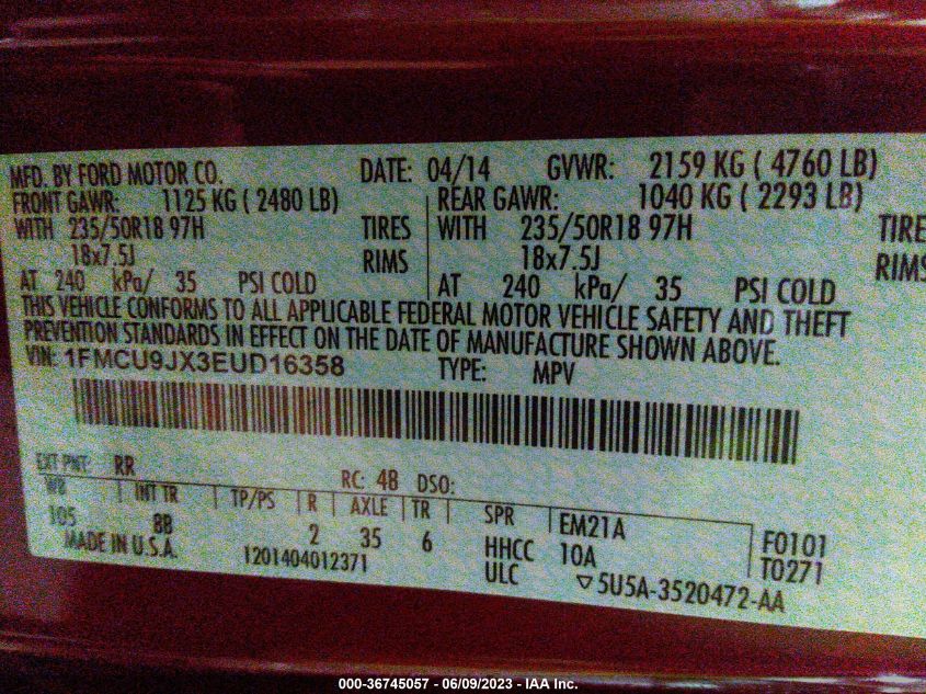 2014 FORD ESCAPE TITANIUM - 1FMCU9JX3EUD16358