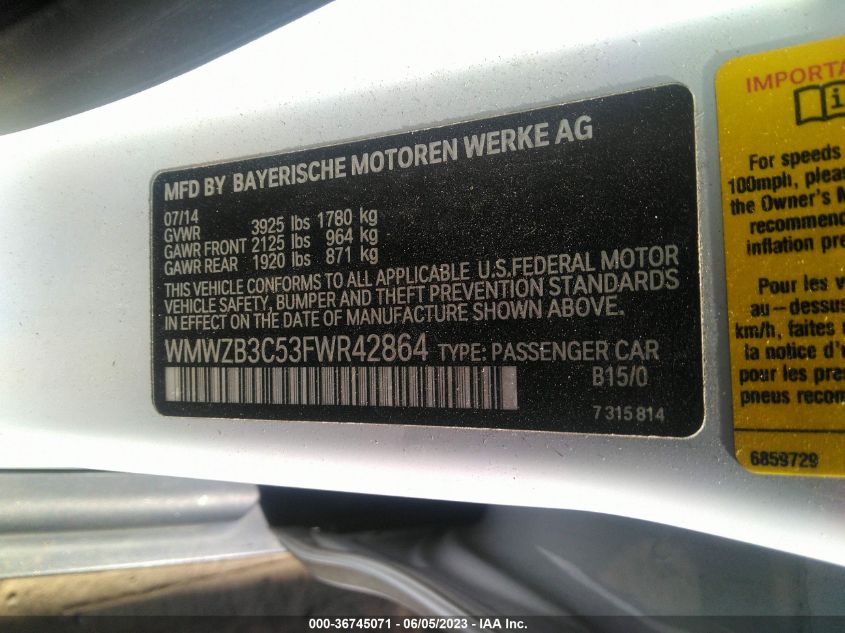 2015 MINI COOPER COUNTRYMAN - WMWZB3C53FWR42864