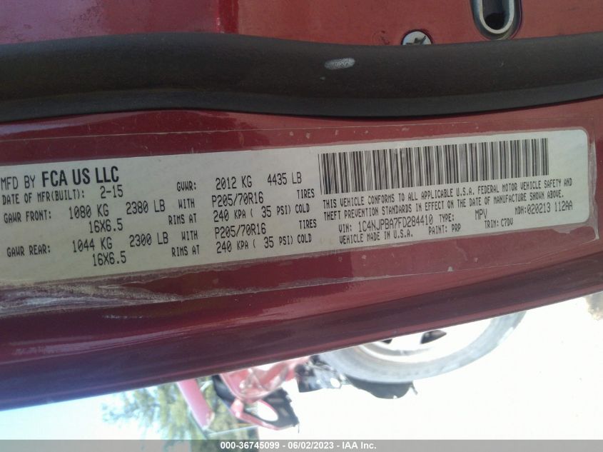 2015 JEEP PATRIOT SPORT - 1C4NJPBA7FD284410