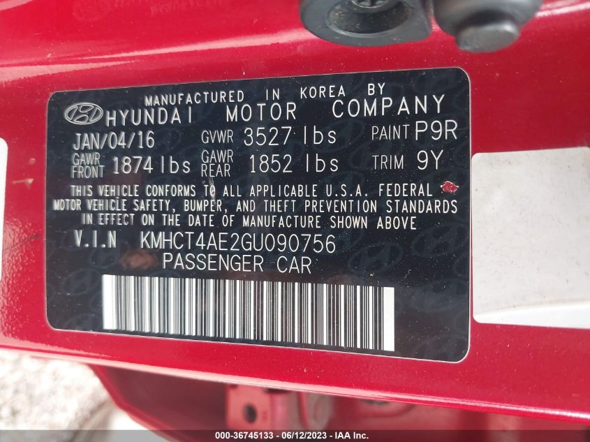 2016 HYUNDAI ACCENT SE - KMHCT4AE2GU090756