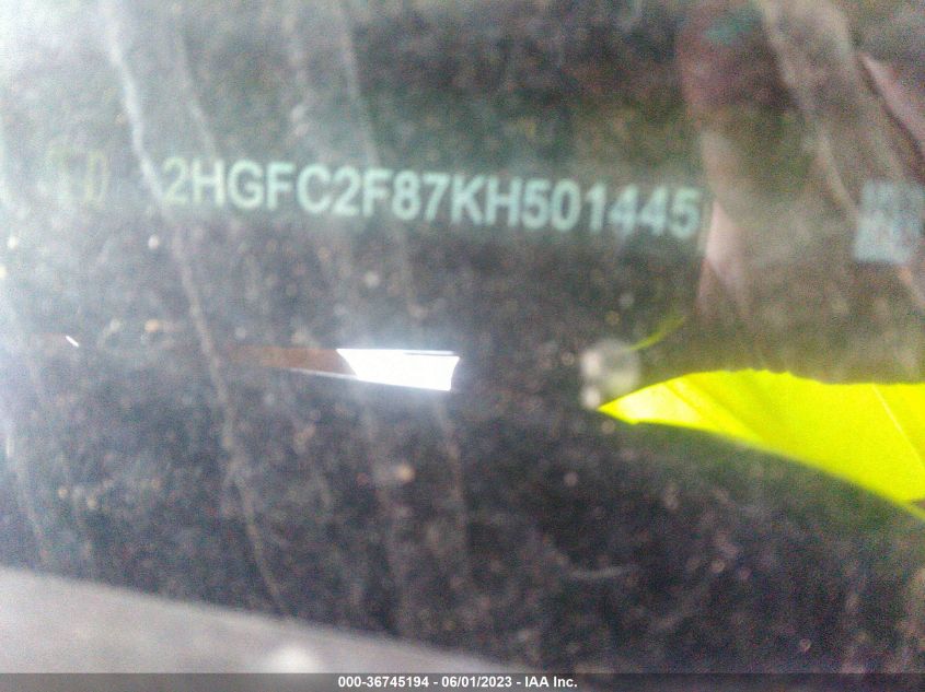 2019 HONDA CIVIC SEDAN SPORT - 2HGFC2F87KH501445