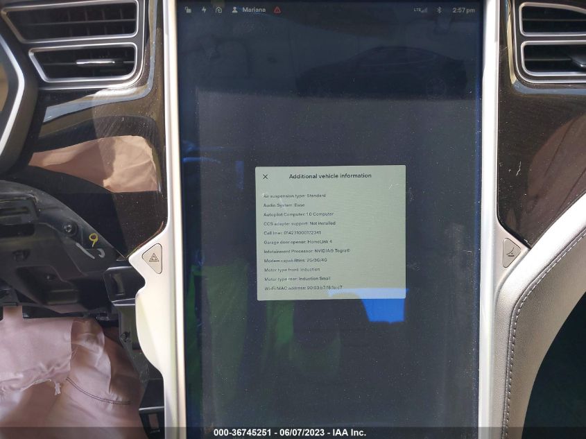 2015 TESLA MODEL S 85D/70D/90D/P90D - 5YJSA1E29FF101800