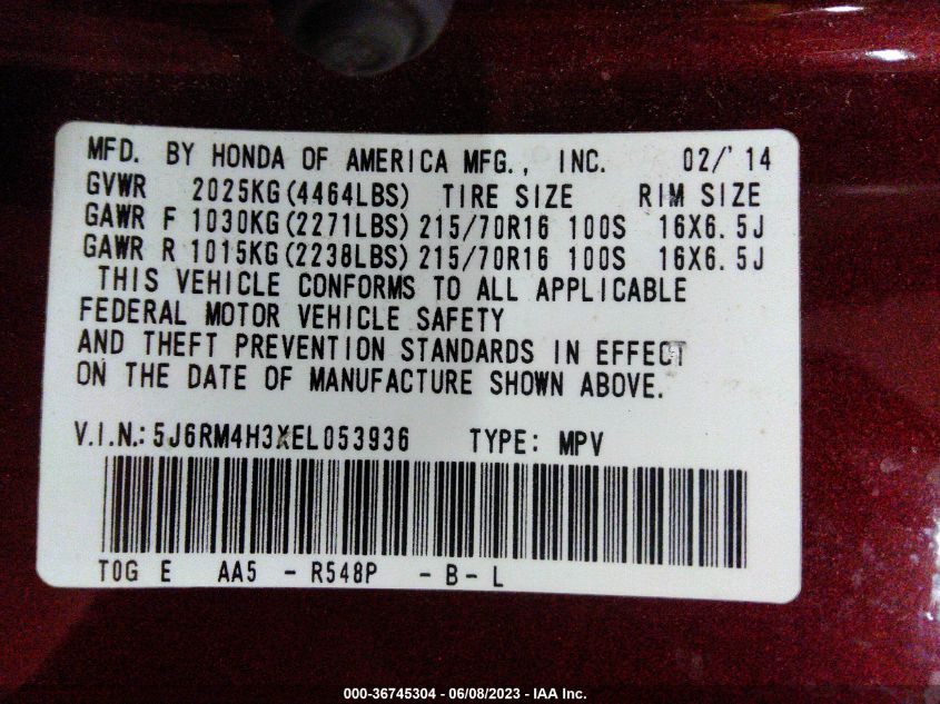 2014 HONDA CR-V LX - 5J6RM4H3XEL053936
