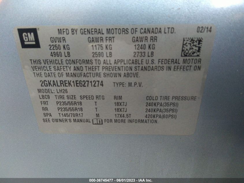 2014 GMC TERRAIN SLE - 2GKALREK1E6271274