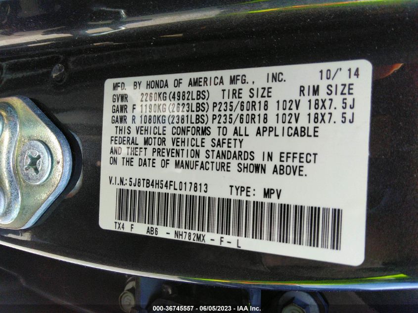 2015 ACURA RDX TECH PKG - 5J8TB4H54FL017813