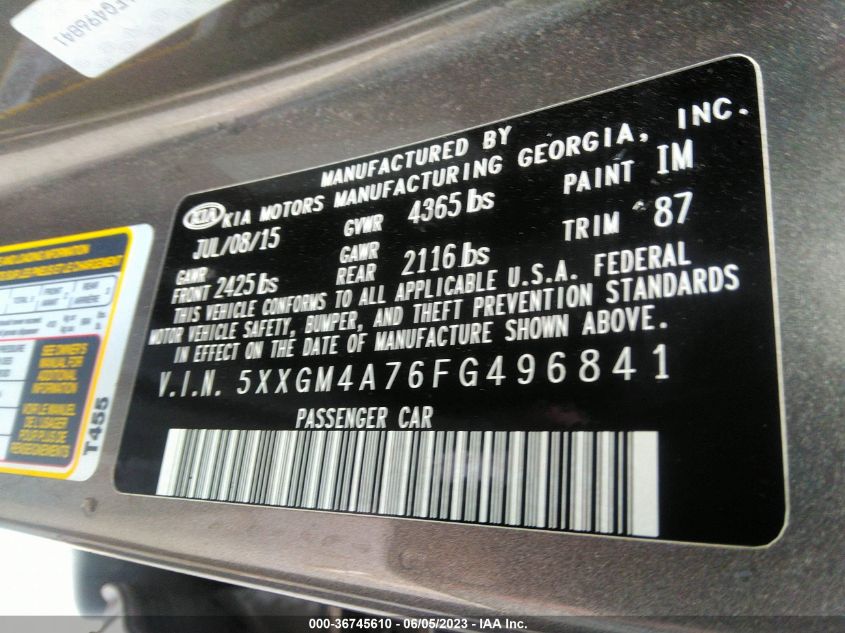 2015 KIA OPTIMA LX - 5XXGM4A76FG496841