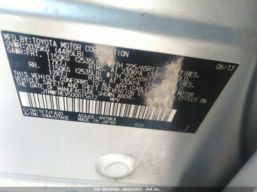 2013 TOYOTA RAV4 XLE - JTMWFREV5DD015612