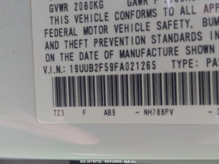 2015 ACURA TLX V6 TECH - 19UUB2F59FA021265