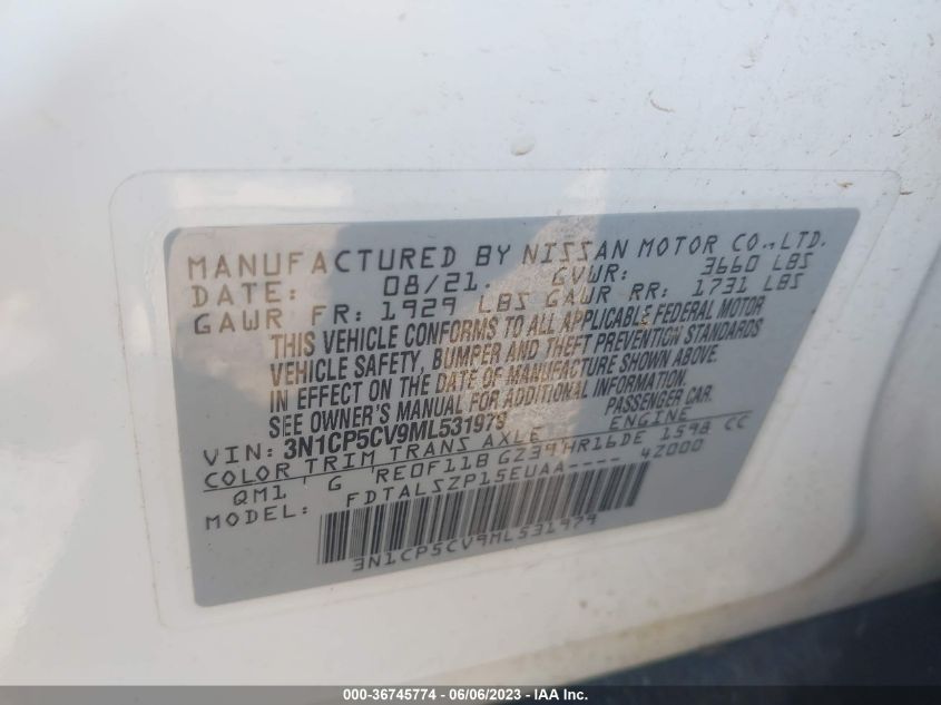 2021 NISSAN KICKS SV - 3N1CP5CV9ML531979