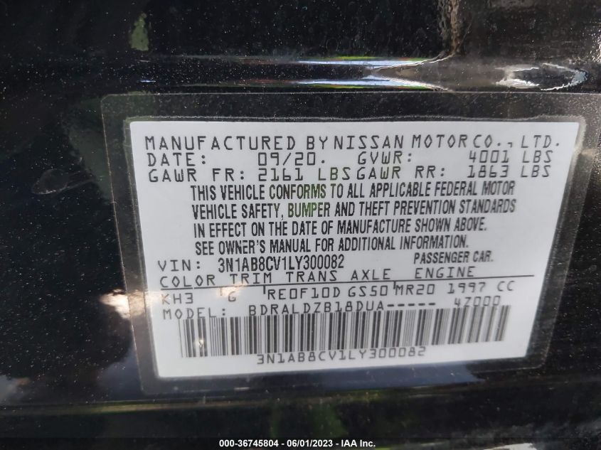 2020 NISSAN SENTRA SV - 3N1AB8CV1LY300082