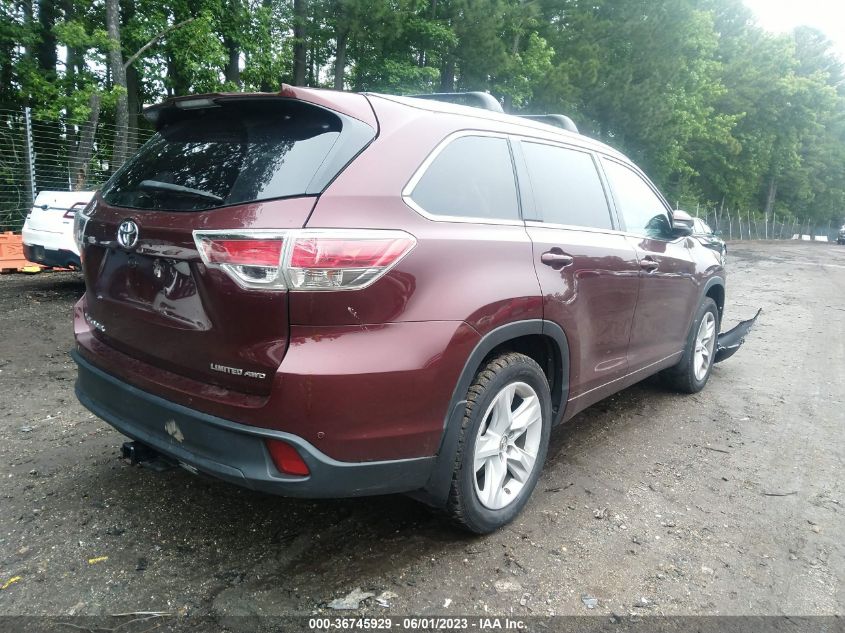2015 TOYOTA HIGHLANDER LIMITED - 5TDDKRFH4FS219630