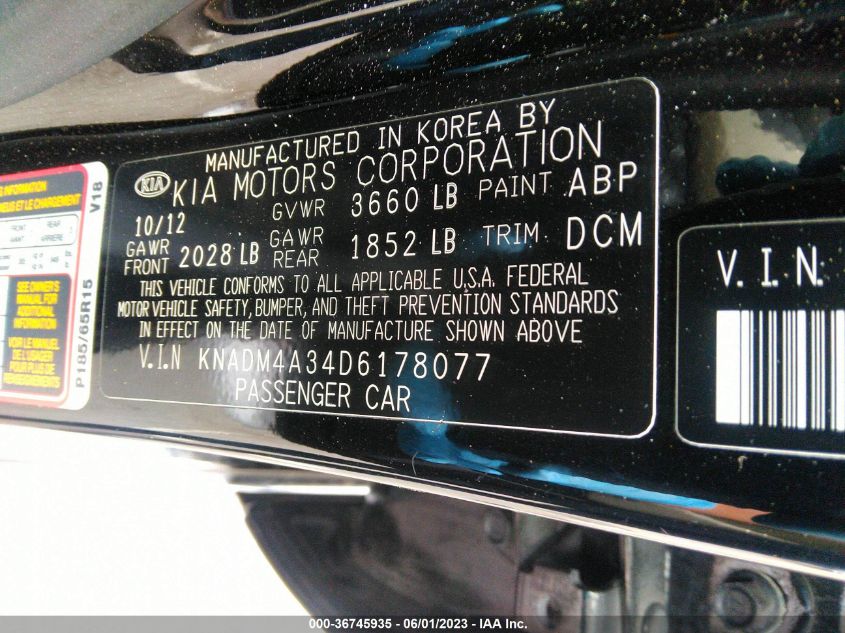 2013 KIA RIO LX - KNADM4A34D6178077