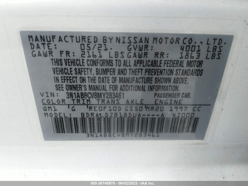 2021 NISSAN SENTRA SV - 3N1AB8CV8MY283461