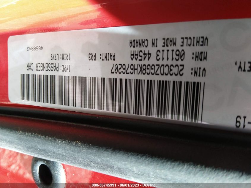 2019 DODGE CHALLENGER SXT - 2C3CDZGG8KH676207