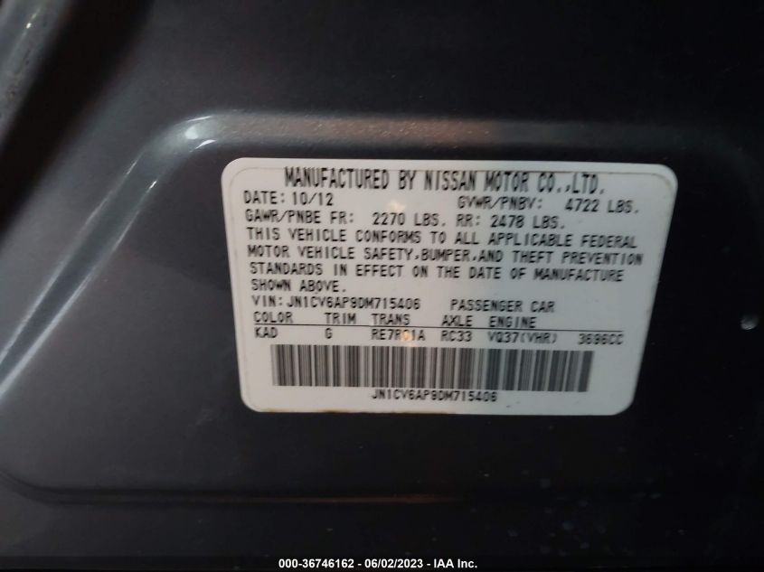 2013 INFINITI G37 SEDAN JOURNEY - JN1CV6AP9DM715406